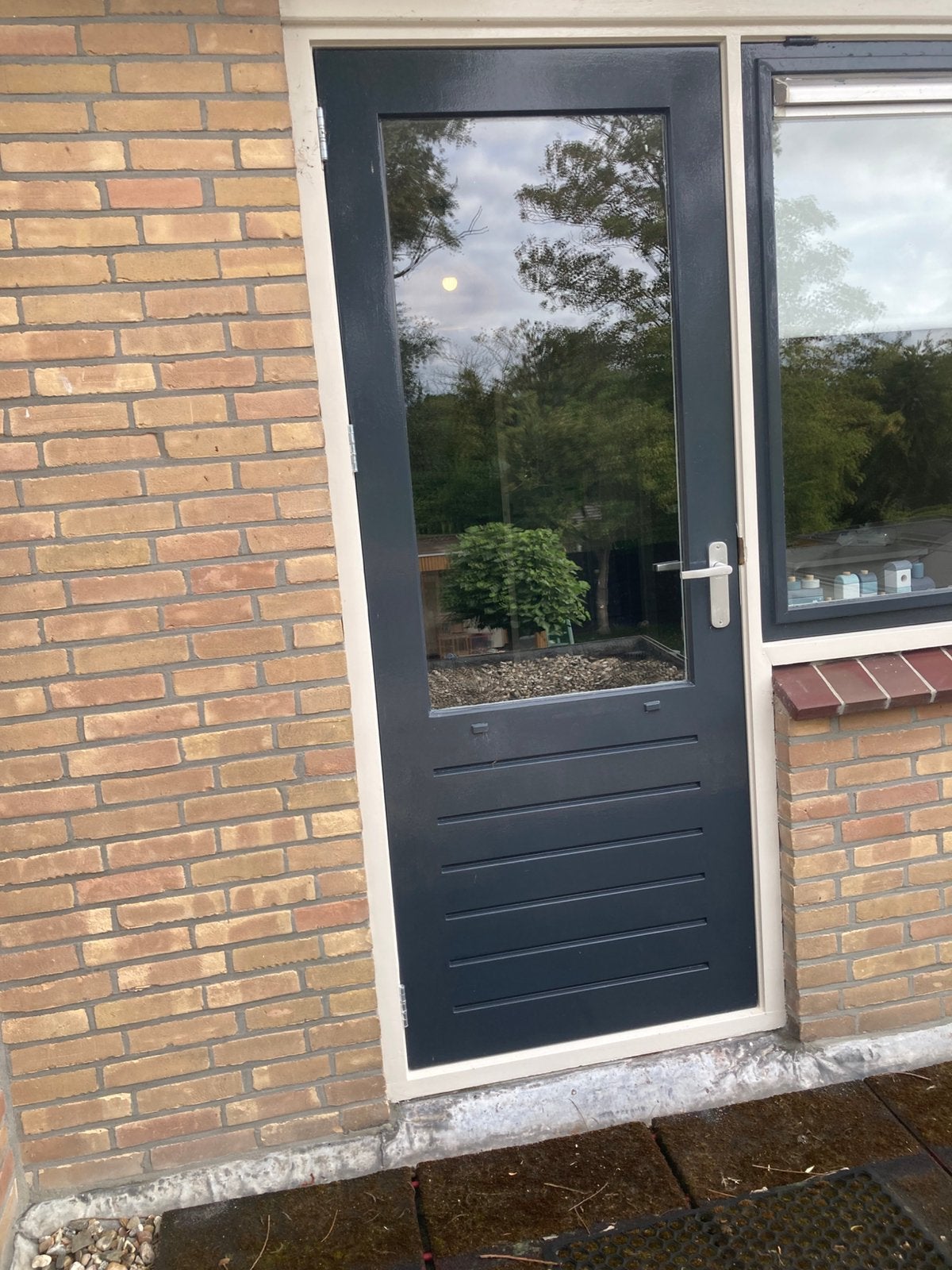 Hardhouten buitendeur met dubbelglas # meranti #, Doe-het-zelf en Verbouw, Deuren en Horren, Ophalen, 80 tot 100 cm, Buitendeur