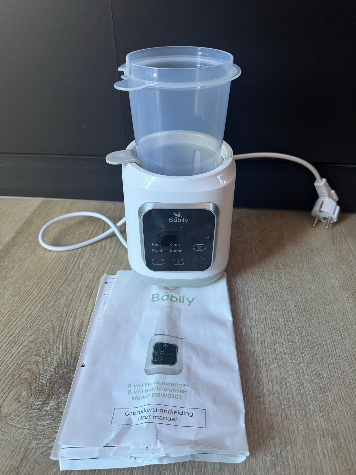 Babily 6-in-1 Flessenwarmer - Model BBW9302, Stoomfunctie, Ophalen of Verzenden, Zo goed als nieuw, Flessen- of potjesverwarmer