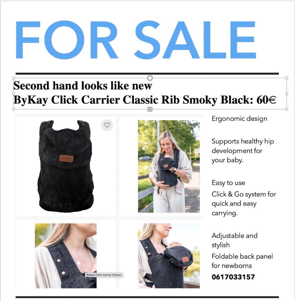  ByKay Click Carrier Classic Rib Smoky Black:, Ophalen of Verzenden, Zo goed als nieuw, Bykay