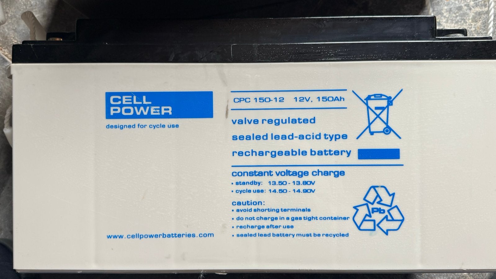 Cellpower CPC150 12V Loodaccu - 150Ah AGM, Ophalen, Zo goed als nieuw, Oplaadbaar