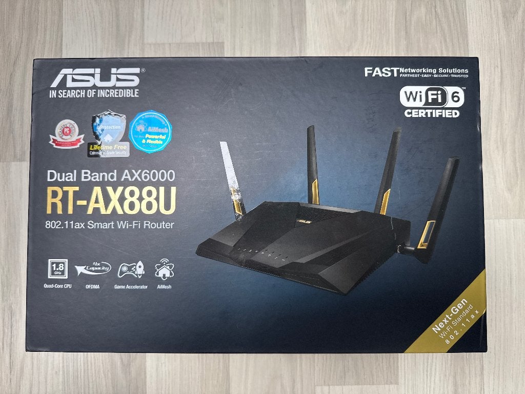 ASUS WiFi Router Dual Band AX6000 RT-AX88U, Computers en Software, Ophalen of Verzenden, Gebruikt, Router, ASUS