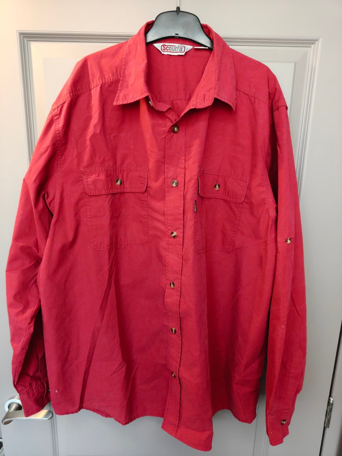 Scoutfit blouse rood XL - Unisex 42/43 explorers roverscouts, Ophalen of Verzenden, Gebruikt, Kleding