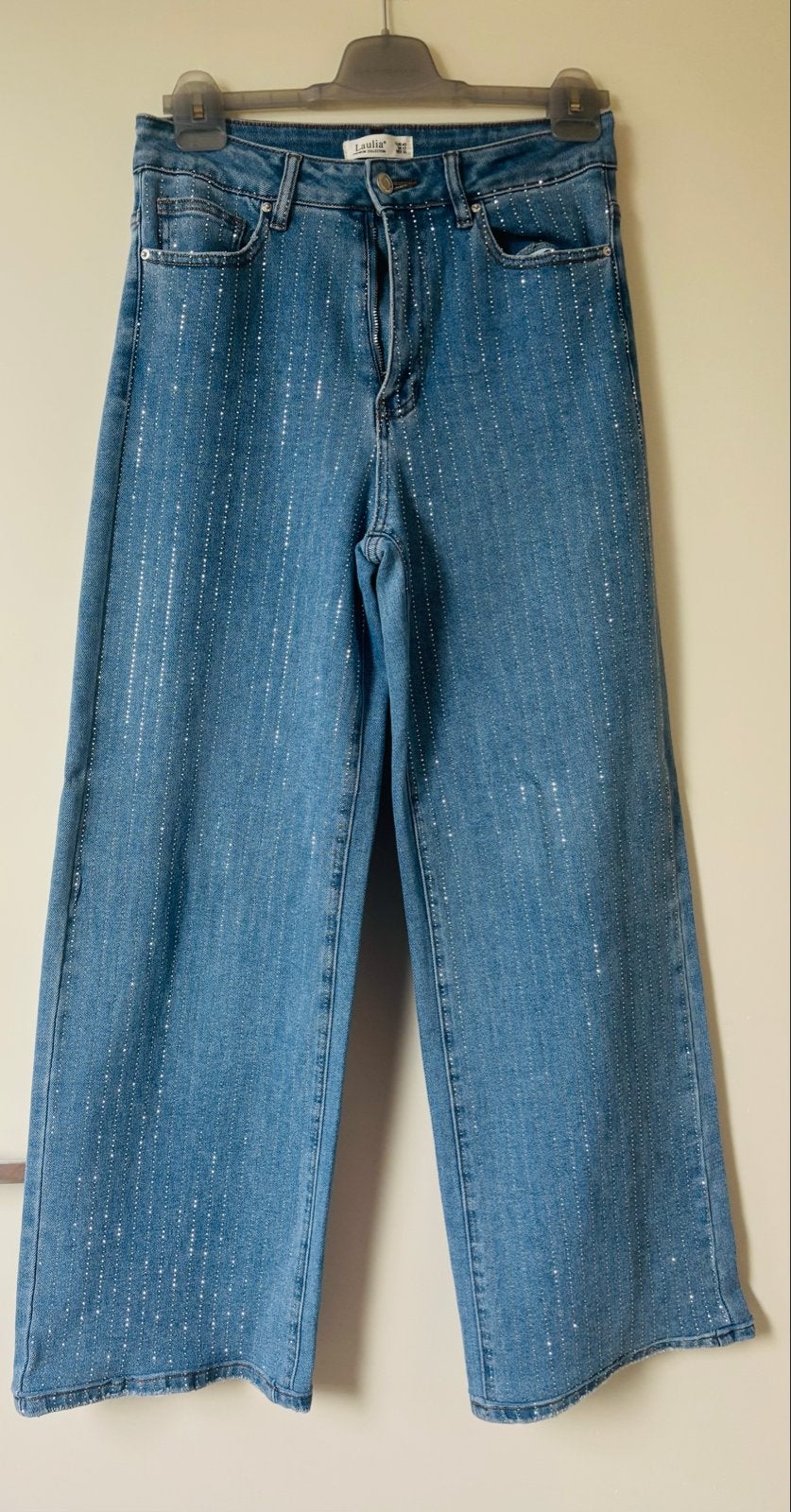 Laulia Jeans met Strass Steentjes - Maat 40, Ophalen of Verzenden, Zo goed als nieuw, Blauw, W30 - W32 (confectie 38/40)