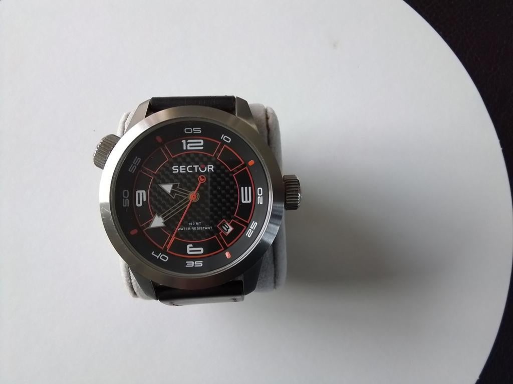 Sector herenhorloge, Sieraden, Tassen en Uiterlijk, Horloges | Heren, Overige merken, Leer, Staal, Polshorloge