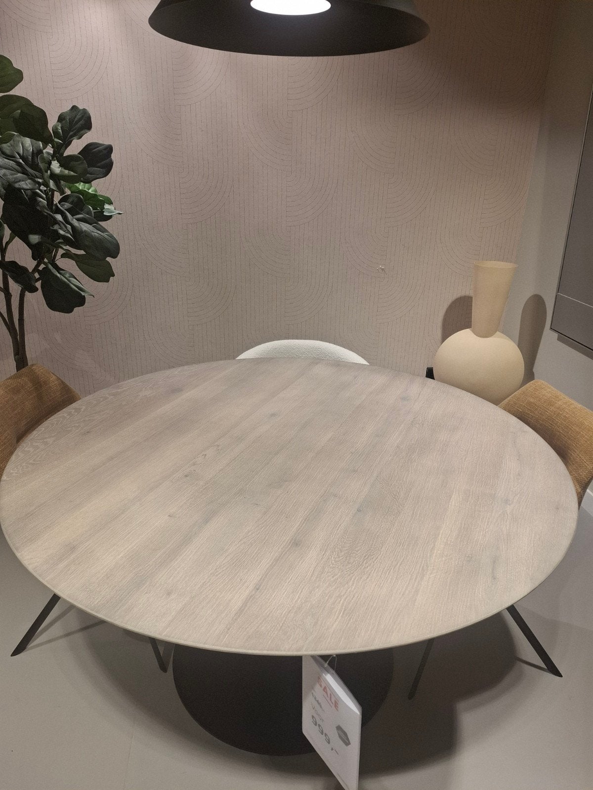 Ronde eettafel eiken poolgrey 140cm, Ophalen, Nieuw, Vier personen, 100 tot 150 cm