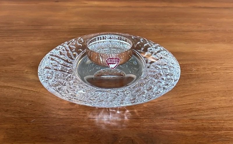 Orrefors discus waxinelichthouder, Ophalen of Verzenden, Zo goed als nieuw, Glas, Waxinelichthouder