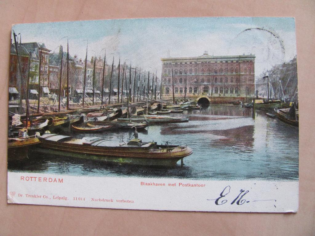 Rotterdam 1904 Blaakhaven met Postkantoor en binnenvaart, Verzamelen, Ansichtkaarten | Nederland, Ophalen of Verzenden, Voor 1920
