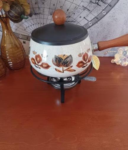 Prachtige Vintage Fondueset, 70"s, Compleet met Brander, Ophalen of Verzenden, Zo goed als nieuw, Brander, Fondueset