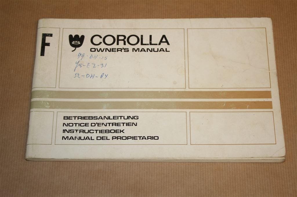 Toyota Corolla Owner\'s Manual - Ca 1980, Ophalen of Verzenden