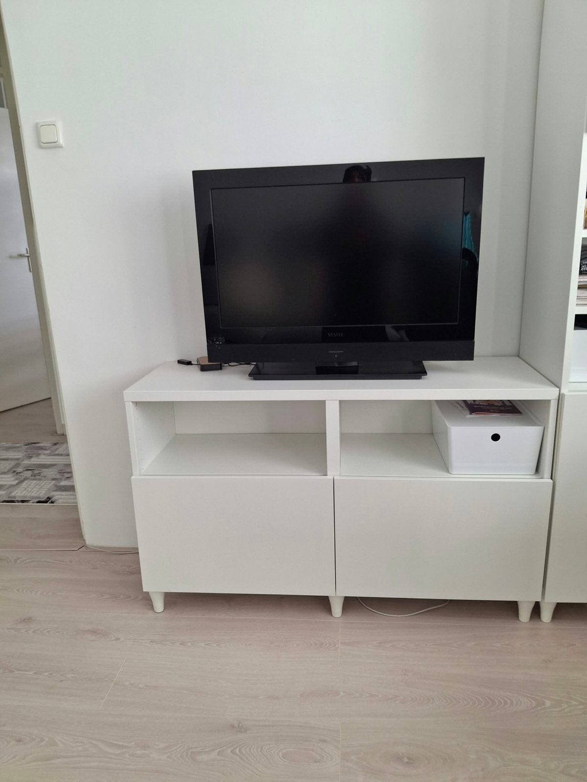Witte TV-meubel met opbergruimte, Ophalen, 100 tot 150 cm, Nieuw, Minder dan 100 cm