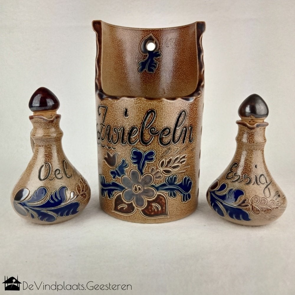 Steengoed Westerwald - set olie, azijn en uien, Antiek en Kunst, Ophalen of Verzenden
