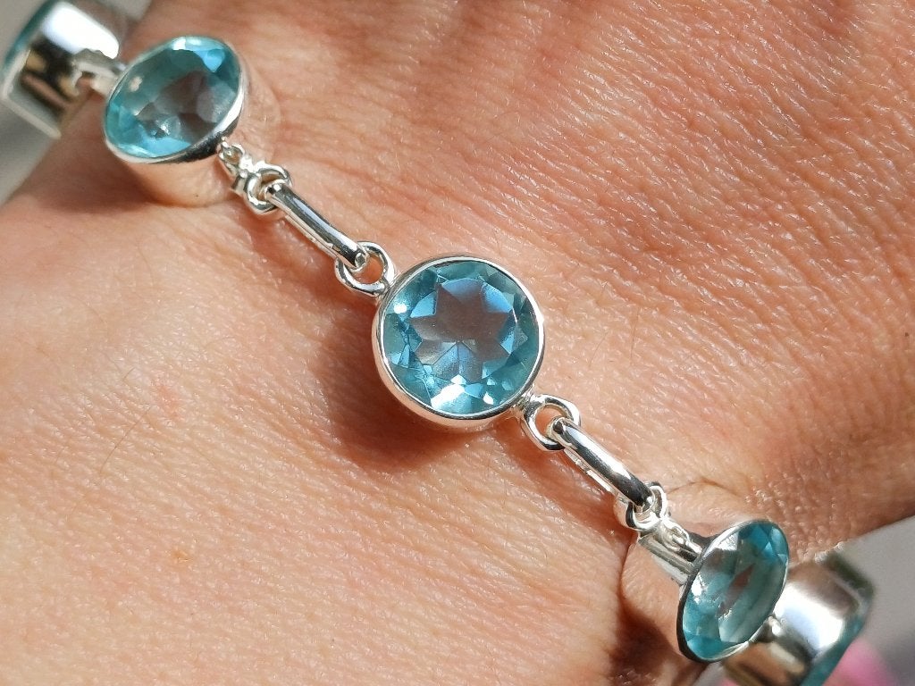 Vanoli - 925 zilveren armband met blauwe topaas - rond, Daiva1973@hotmail.com, Vanoli, Blauw, Amsterdam