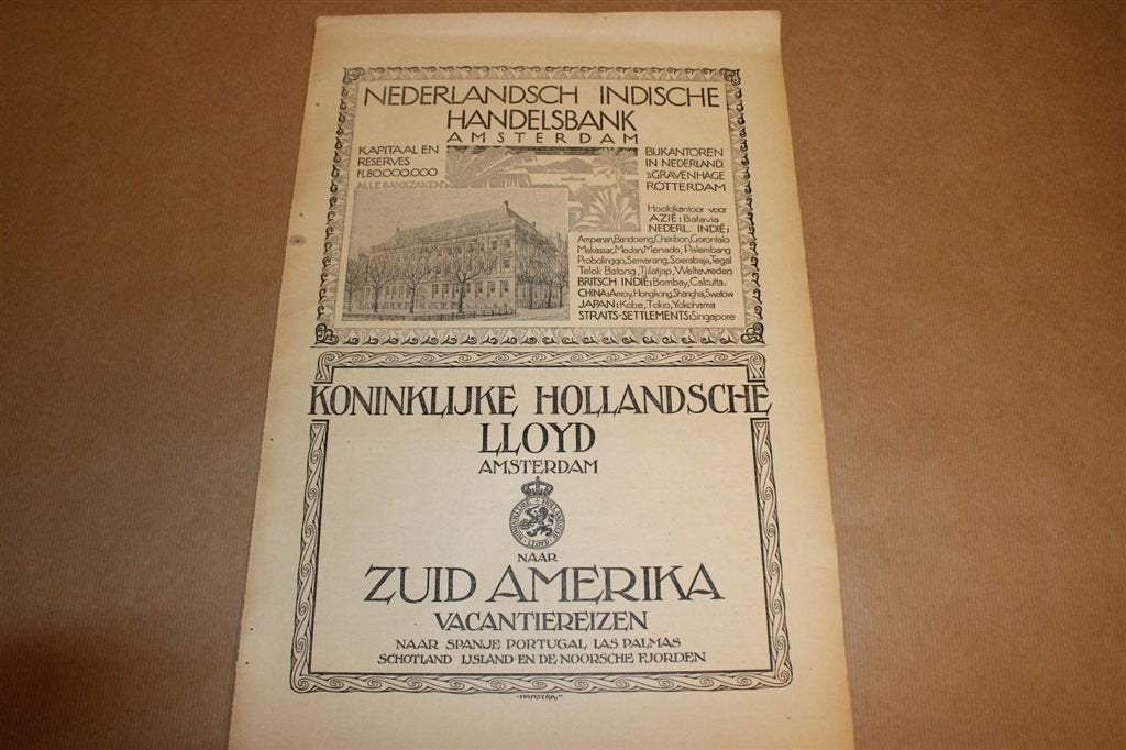 Originele advertentie/affiche - Ned Indische Bank / Holl Llo, Ophalen of Verzenden, Gebruikt, Overige typen