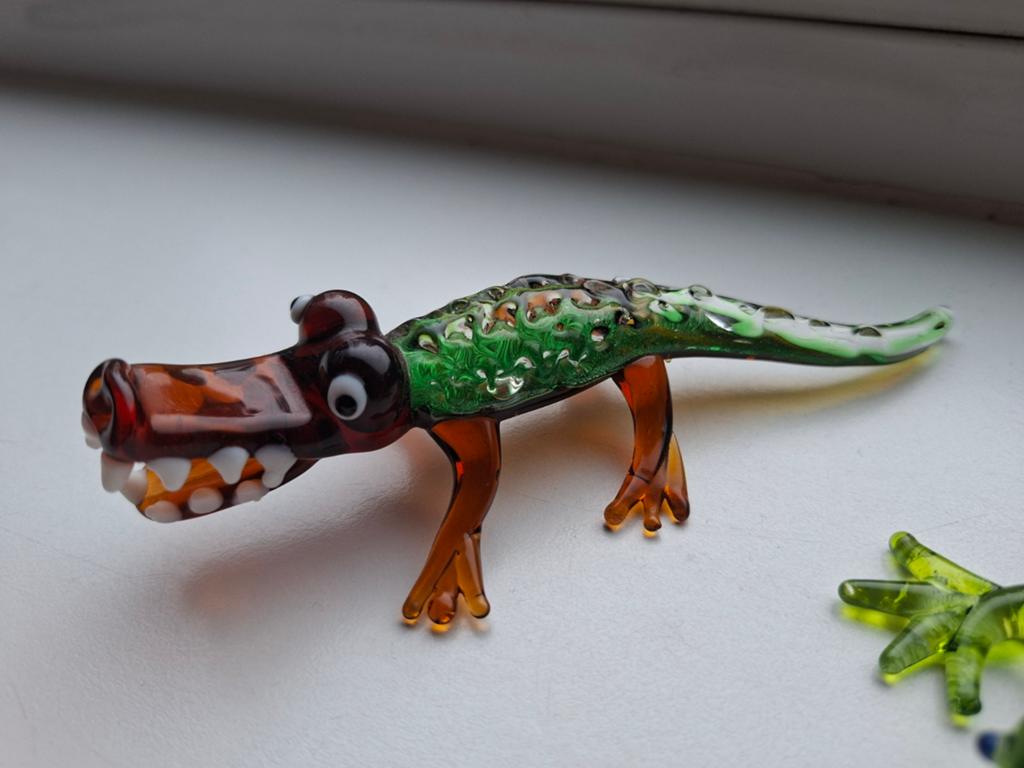 Te koop mooie murano glazen krokodil zie foto, Ophalen of Verzenden