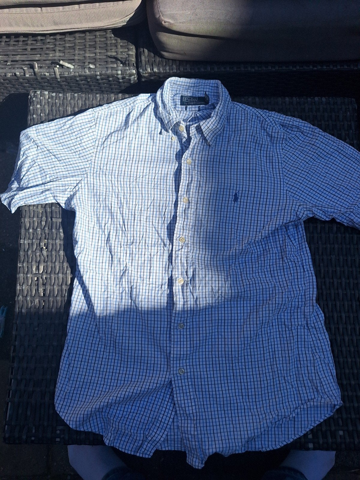 Polo by Ralph Lauren Overhemd – Geruit Blauw/Wit – Maat M, Kleding | Heren, Overhemden, Ophalen of Verzenden, Gedragen, Blauw