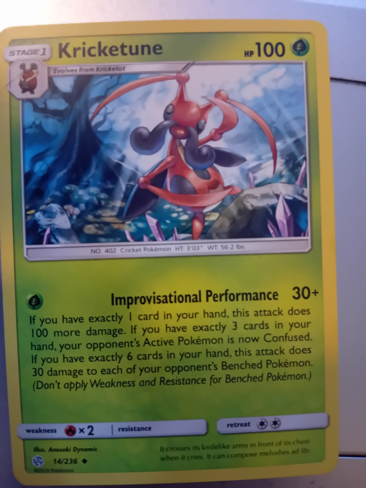 Pokémon Kaart: Kricketune (14/236) - HP 100, Ophalen of Verzenden, Zo goed als nieuw, Losse kaart, Foil