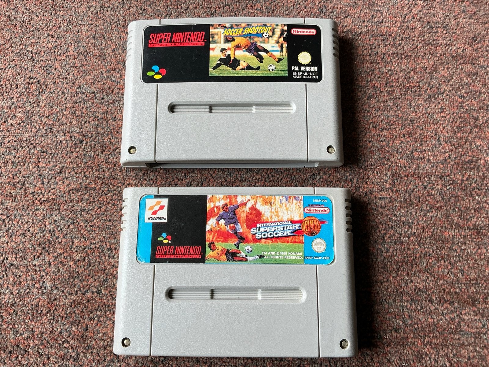 Super Nintendo: Soccer Shootout en Superstar Soccer, Gebruikt, 2 spelers, Ophalen of Verzenden, Vanaf 3 jaar