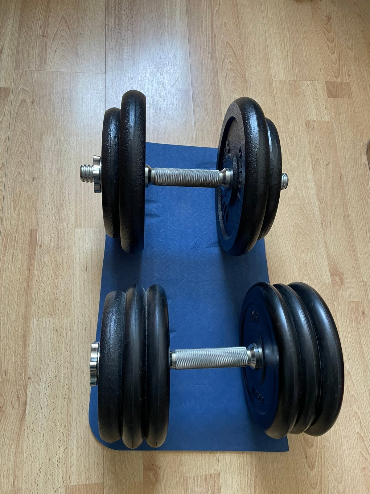 2 maal 31,5 kg dumbbels, Ophalen of Verzenden, Zo goed als nieuw, Dumbbell