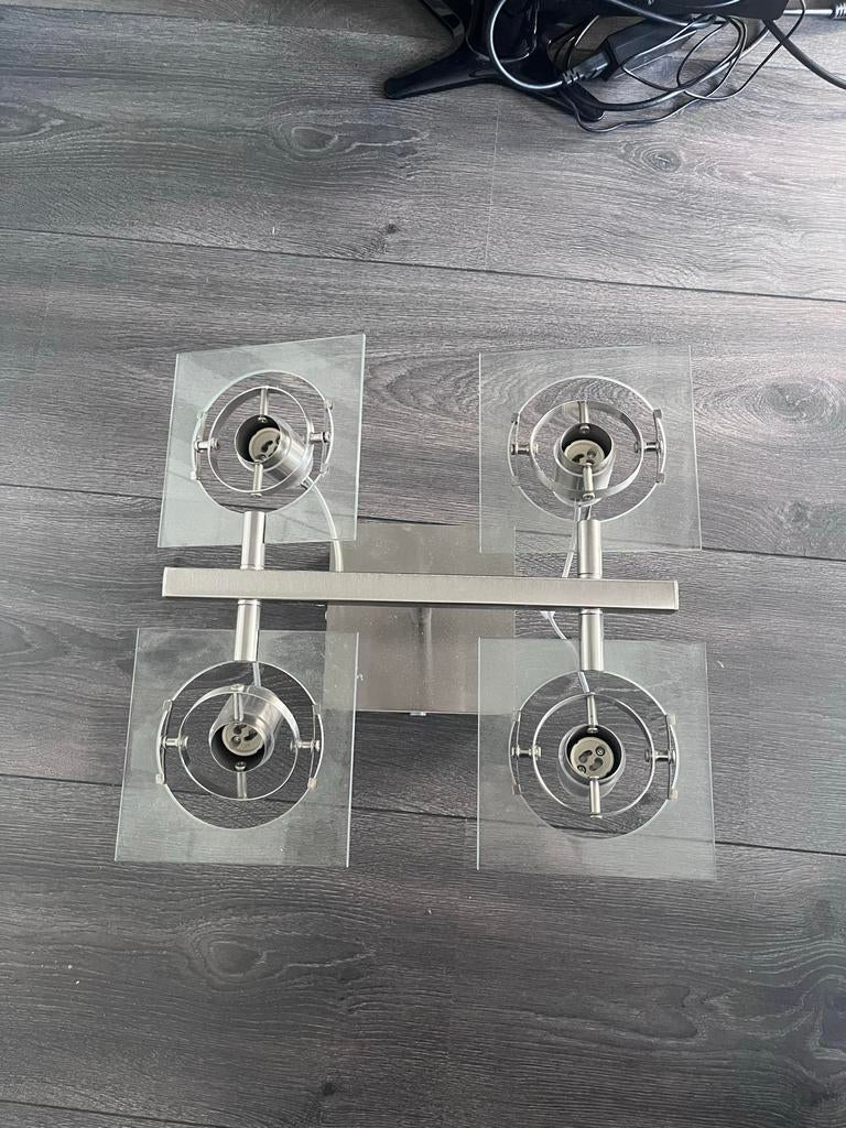 IKEA Fuga Spotjes Plafondlamp - 4x Max 35W Halogeen, Halogeen, Gebruikt, Metaal of Aluminium, Ophalen of Verzenden