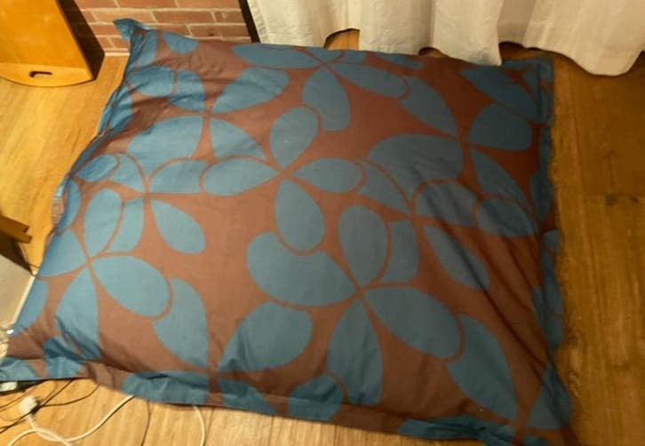 Groot vloerkussen met bloemenprint, Ophalen of Verzenden, Gebruikt, Blauw, Rechthoekig