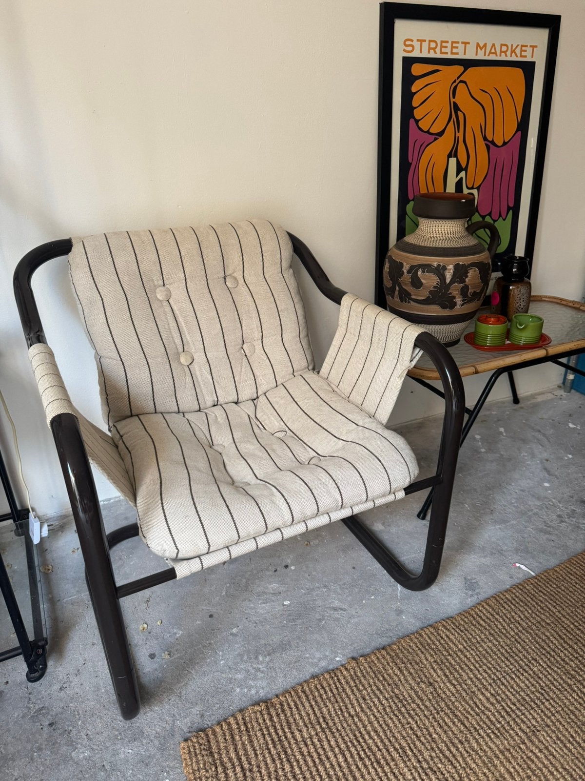 Vitage ikea bruine stoel buisframe, Huis en Inrichting, Fauteuils, Ophalen, Zo goed als nieuw, 75 tot 100 cm, 50 tot 75 cm