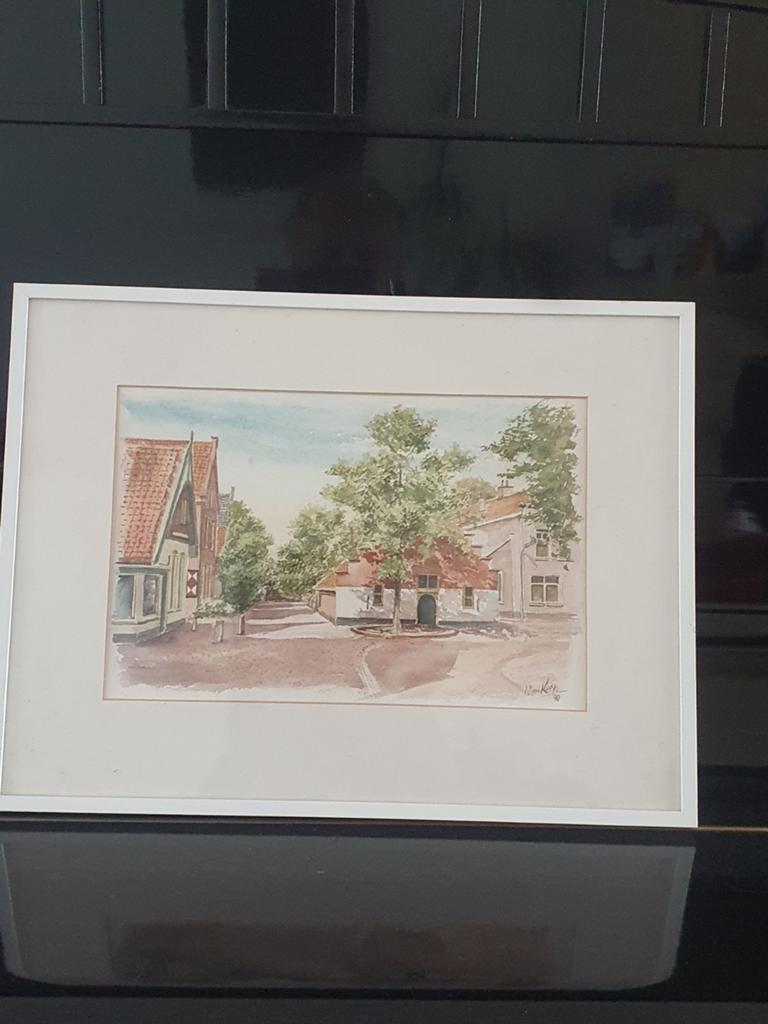 Aquarel Wim Kern 1990 Oude Prinsweg Bergen Het Sterkenhuis, Antiek en Kunst, Ophalen