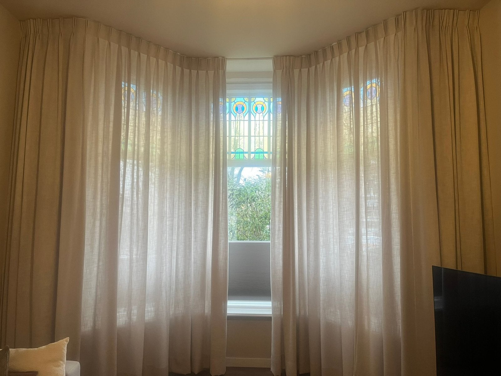 Prachtige nieuwe gordijnen kwantum loua ecru extra lang, Ophalen, Crème, 200 cm of meer, Nieuw