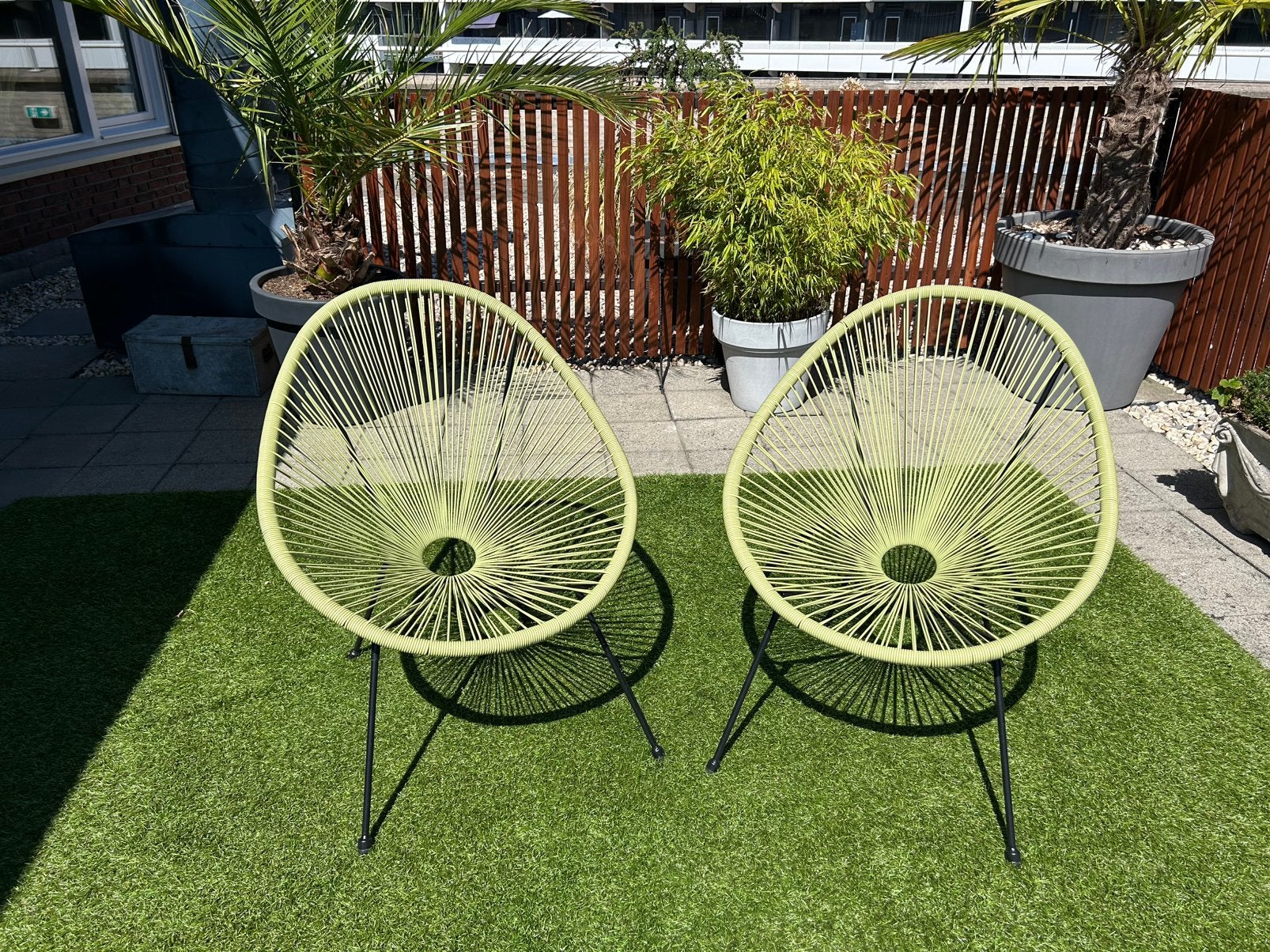 Draadstoelen 2stuks mos groen, Ophalen, Zo goed als nieuw