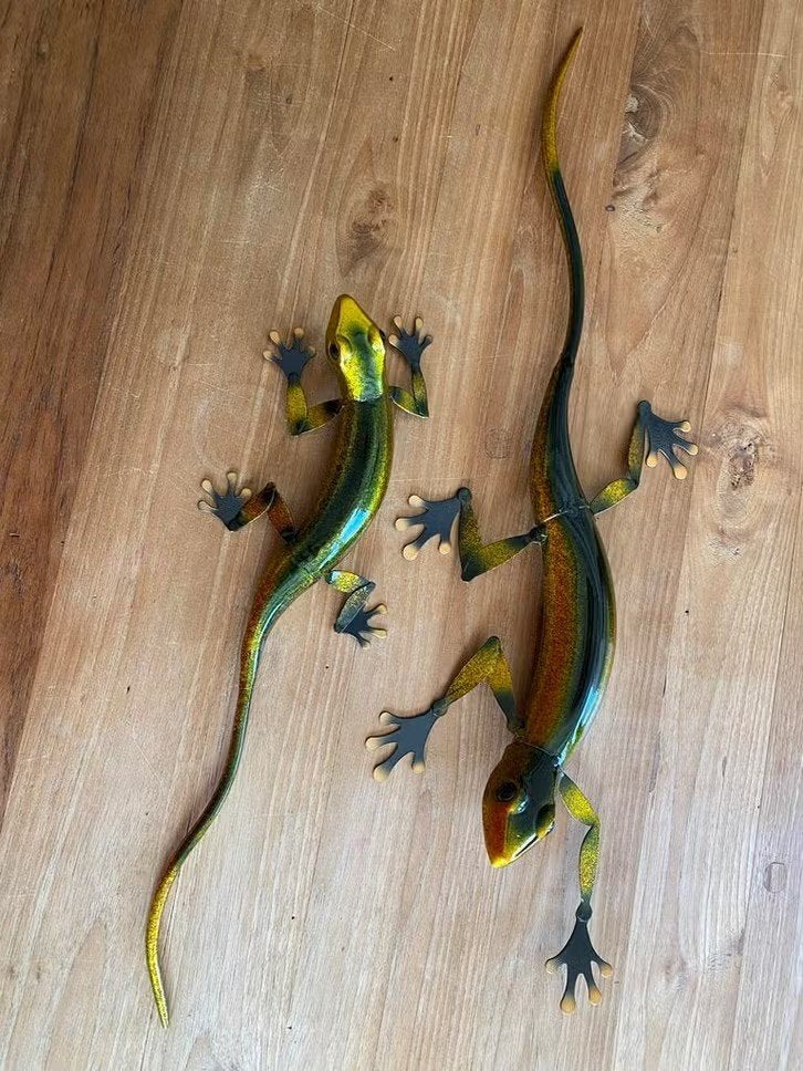 2 grote Gekleurde 3D Metalen Hagedis/Gekko Wanddecoratie, Ophalen of Verzenden, Nieuw