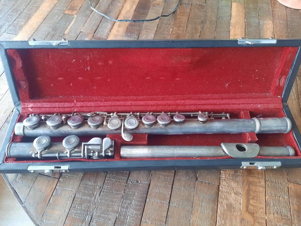 Vintage Dwarsfluit met Koffer - Gebruikt, Ophalen of Verzenden, Gebruikt