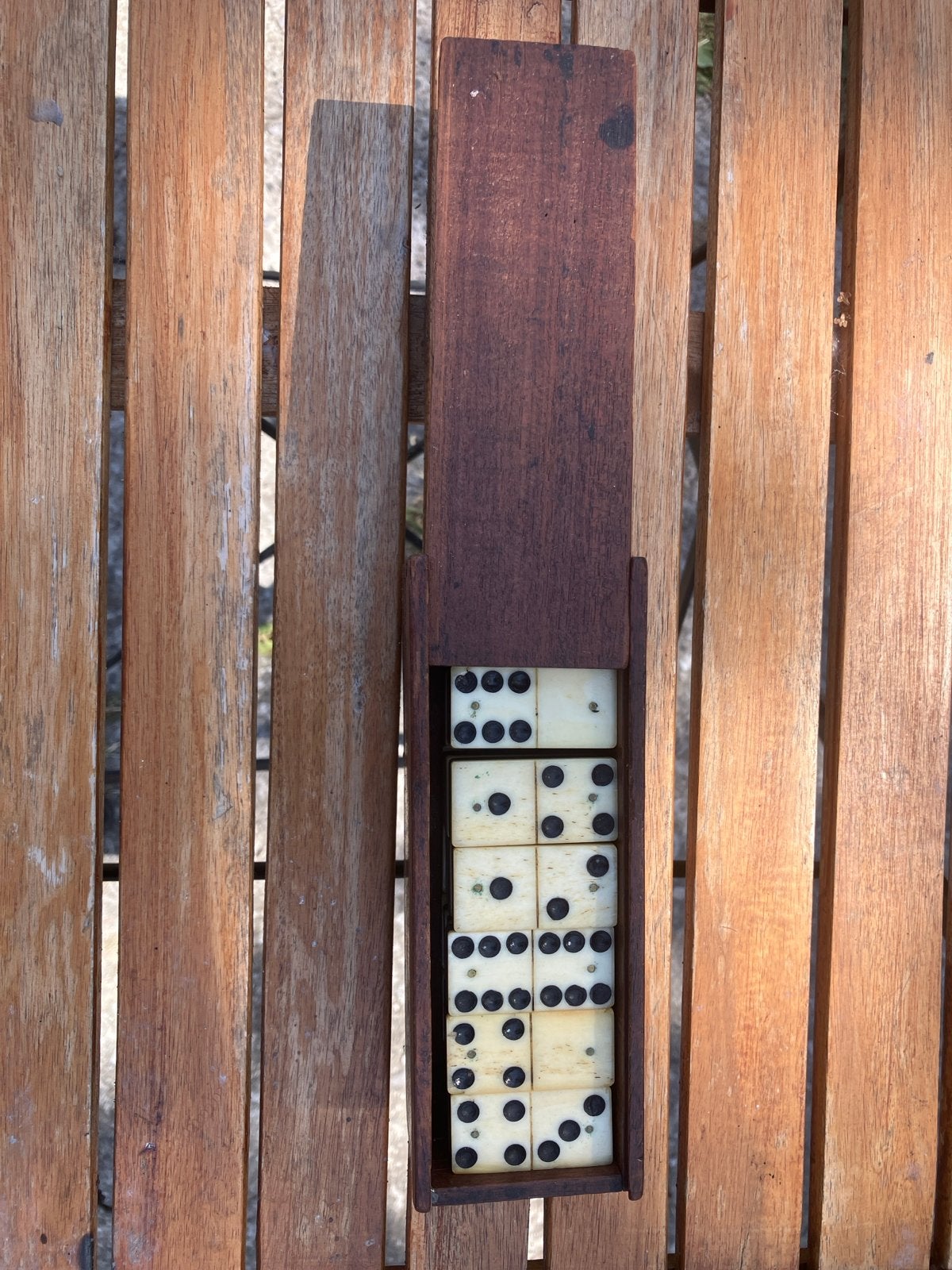 Vintage Domino's Spel in Houten Doosje, Een of twee spelers, Ophalen of Verzenden, Gebruikt