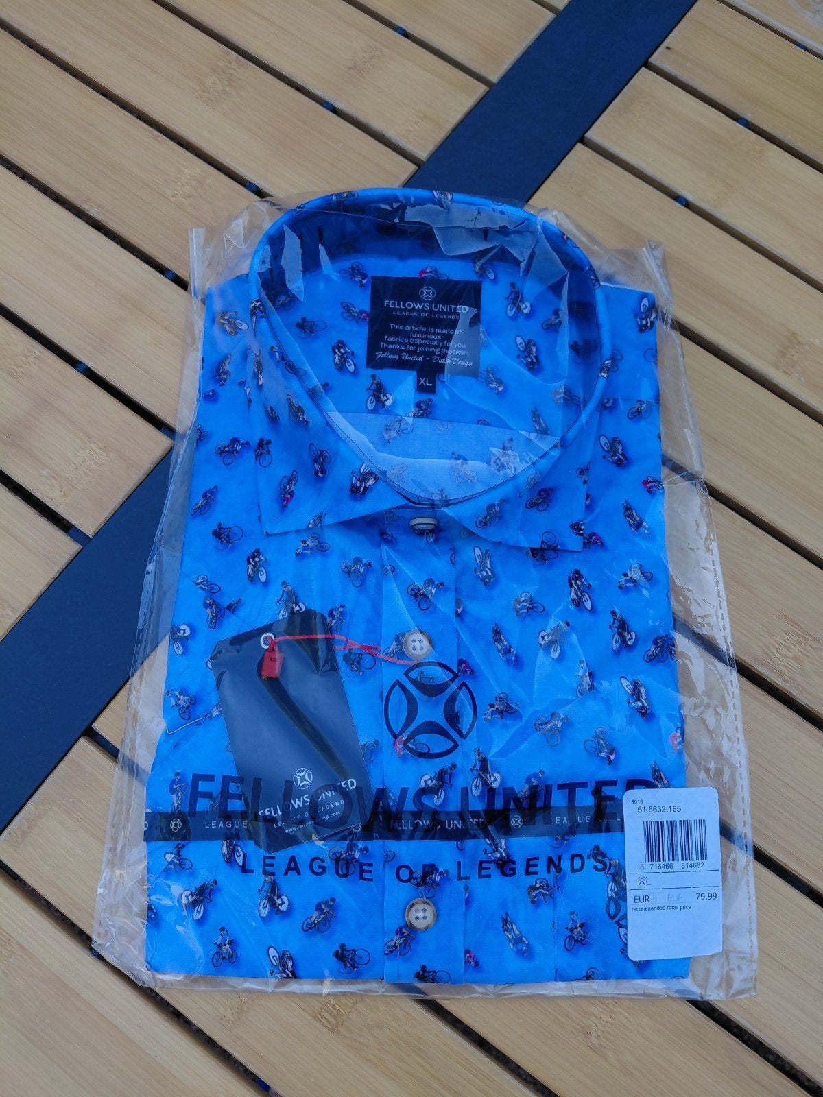 Nieuw Fellows United overhemd met fietsenprint, maat XL, Blauw, Nieuw, Ophalen of Verzenden, Halswijdte 43/44 (XL)