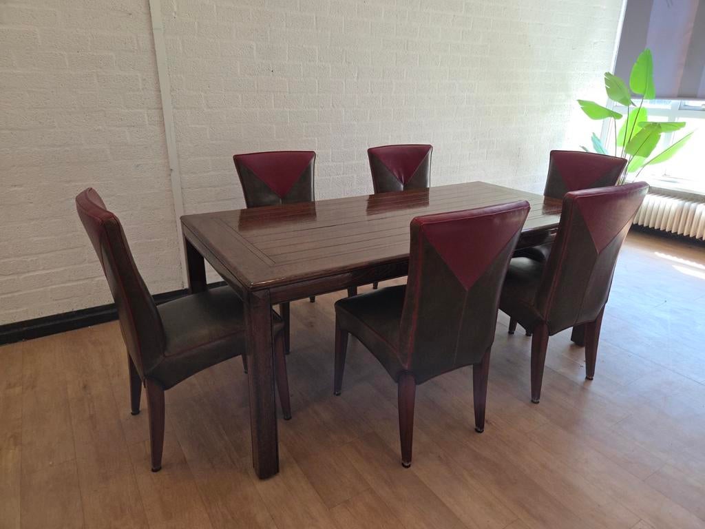 Luxe bruine grote eettafel, 100 tot 150 cm, Ophalen of Verzenden, Zo goed als nieuw, Vijf personen of meer