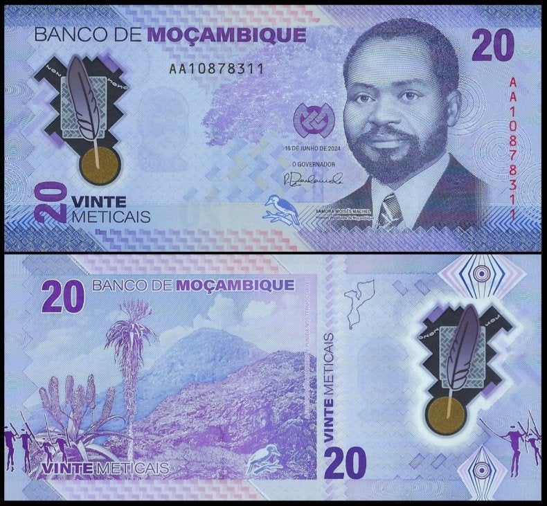 Mozambique 2024, de 2 nieuwste Polymeer biljetten (UNC), Verzenden, Overige landen, Setje