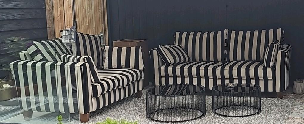zwart wit gestreept bankstel te koop, Ophalen, Gebruikt, 150 tot 200 cm, 75 tot 100 cm