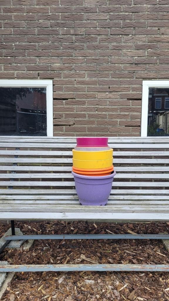 Kunststof bloempotten, Tuin en Terras, Bloempotten, Ophalen, Kunststof, Gebruikt, Rond