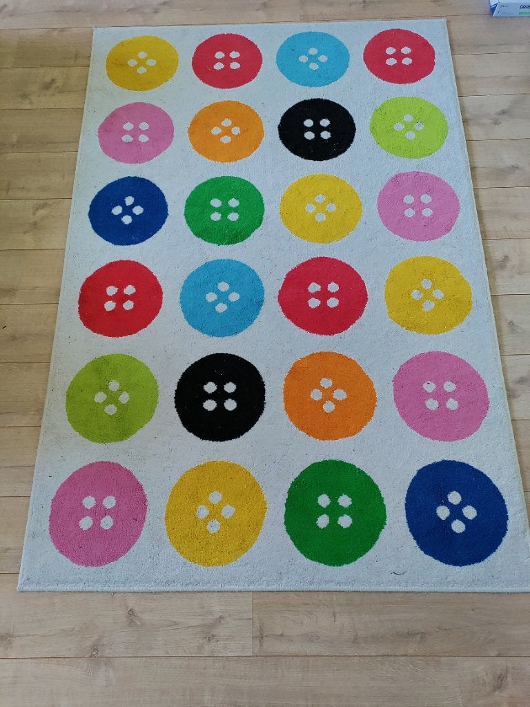 IKEA TÅSTRUP Kleed 133x195cm - Vrolijk Knopen Patroon, Ophalen, Gebruikt, 100 tot 150 cm, 150 tot 200 cm