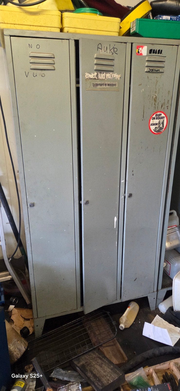 Vintage metalen lockers (2 stuks) - Industriële stijl, Huis en Inrichting, Ophalen of Verzenden, Gebruikt, Industrieel, Vintage