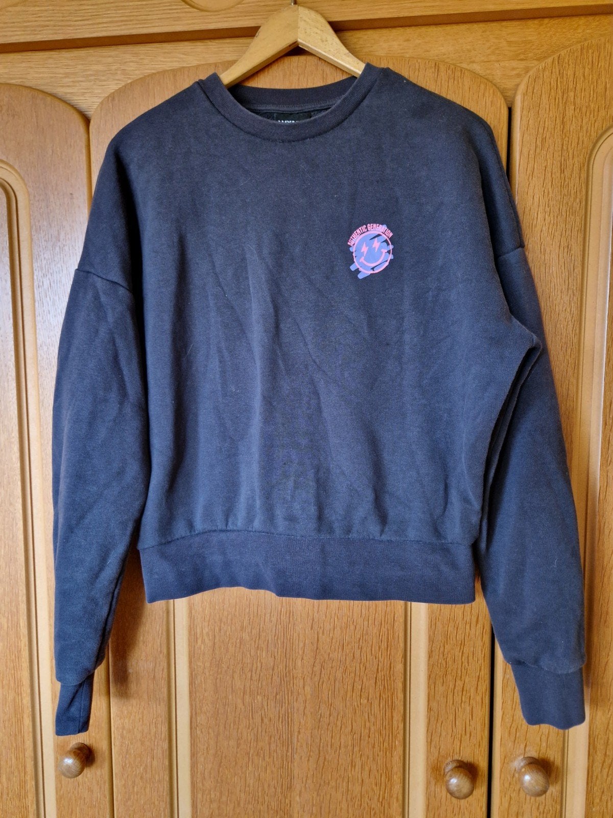 Amy & Ivy sweater maat XXS 'Authentic' print en smiley, Ophalen of Verzenden, Amy & Ivy, Maat 34 (XS) of kleiner, Grijs