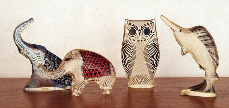 Abraham Palatnik lucite animals elephant swordfish owl, Antiek en Kunst, Ophalen of Verzenden
