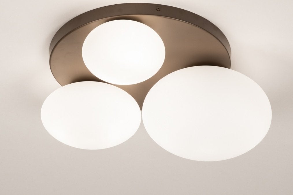 plafondlamp bruin 39cm opaal glas tafel bank keuken bed lamp, Ophalen of Verzenden, Nieuw, Glas, G9