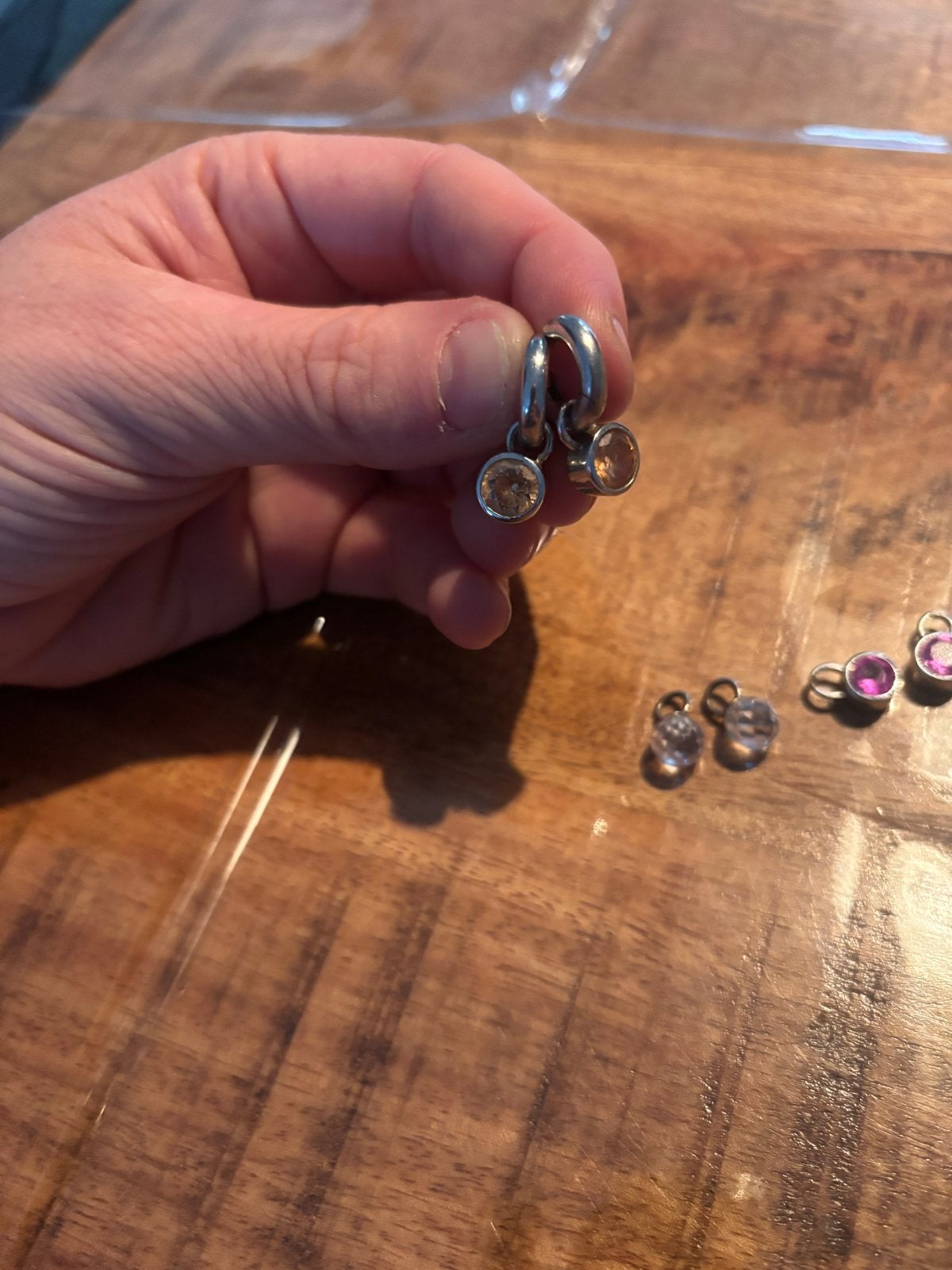 Ti sento oorbellen 925 zilver serling met 3 hangers, Geel, Ophalen of Verzenden, Met edelsteen, Zilver