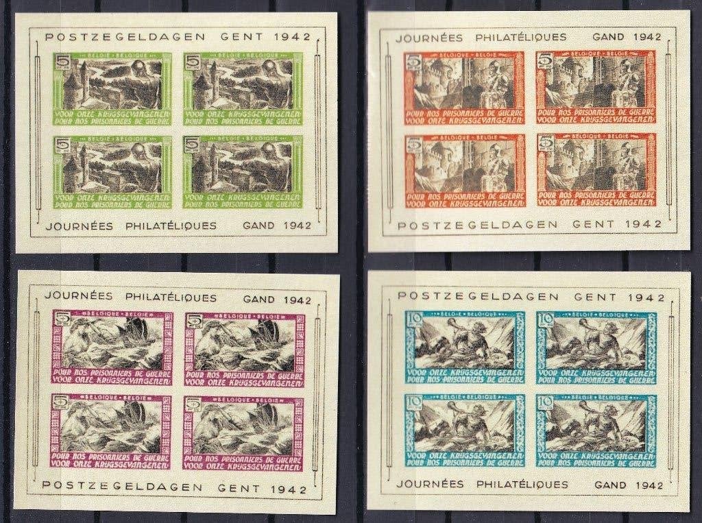 X24)1942 4x blokje Postzegeldagen Gent geen gom/garantie, Verzenden, Postfris