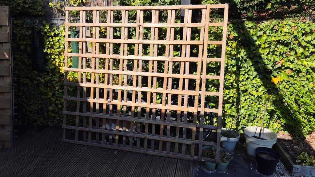Houten Trellisscherm 2 stuks 180x180 cm - FSC Gecertificeerd, Ophalen, 150 tot 200 cm, Zo goed als nieuw, 150 tot 200 cm