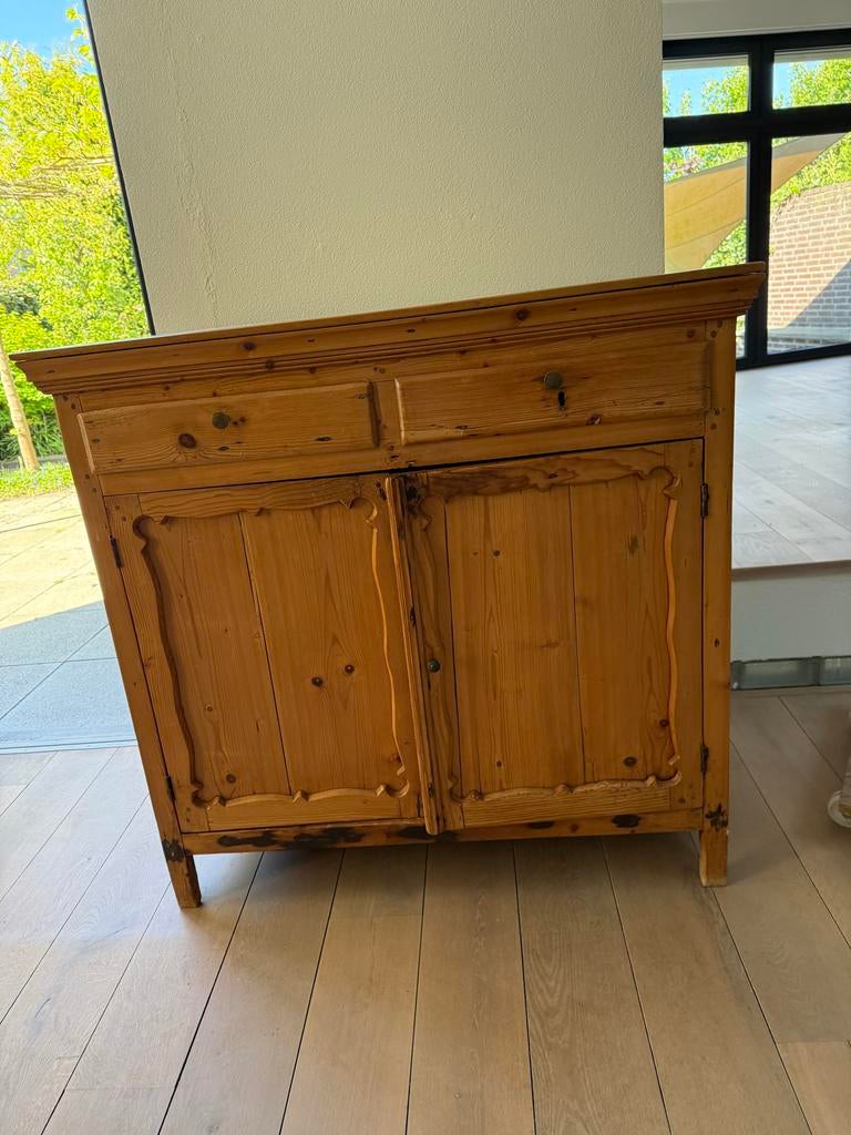 Antieke grenen salontafel en kastje, Antiek en Kunst, Ophalen
