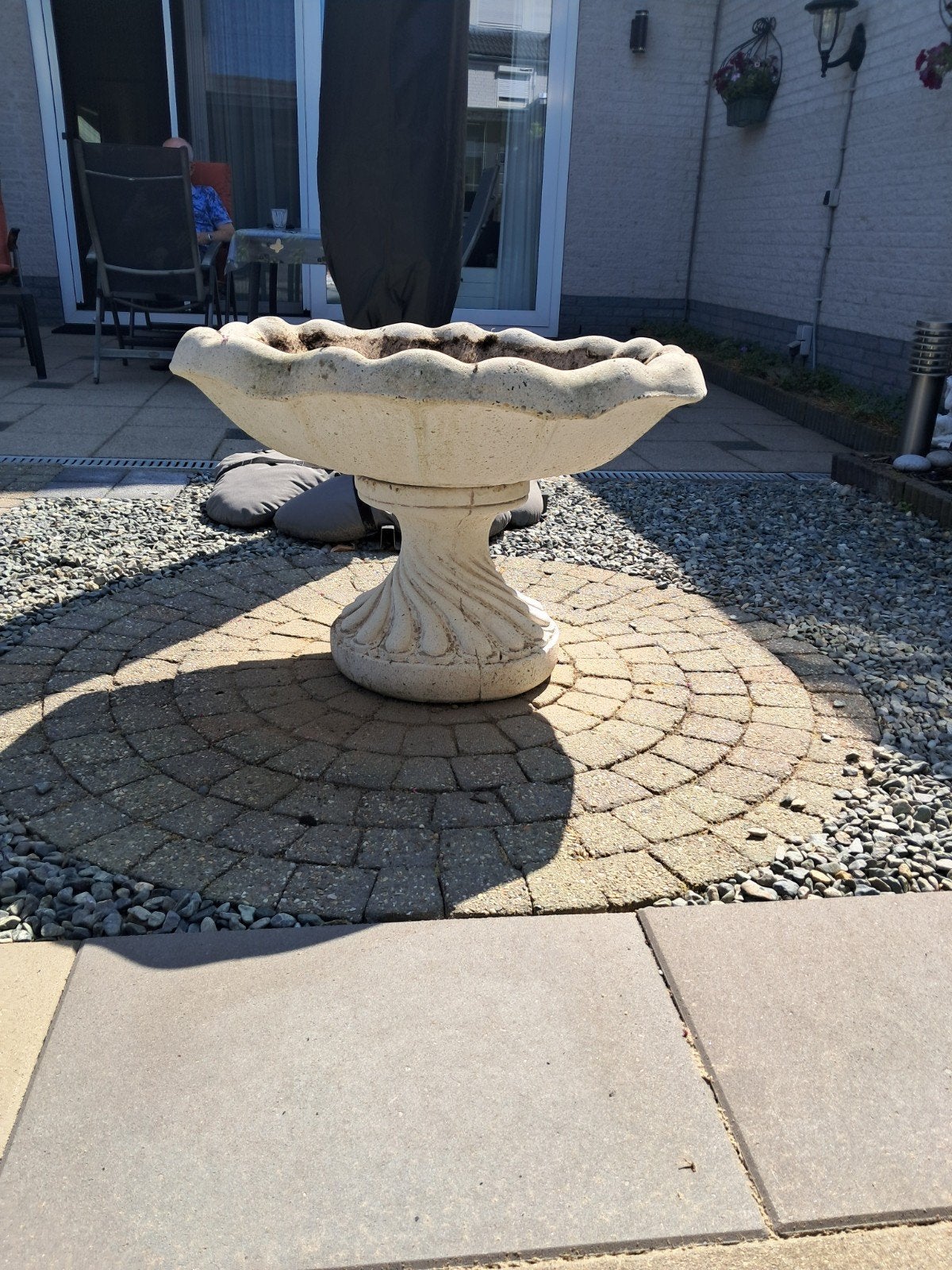 Witte Bloembak, Ophalen, Rond, Steen, 60 cm of meer