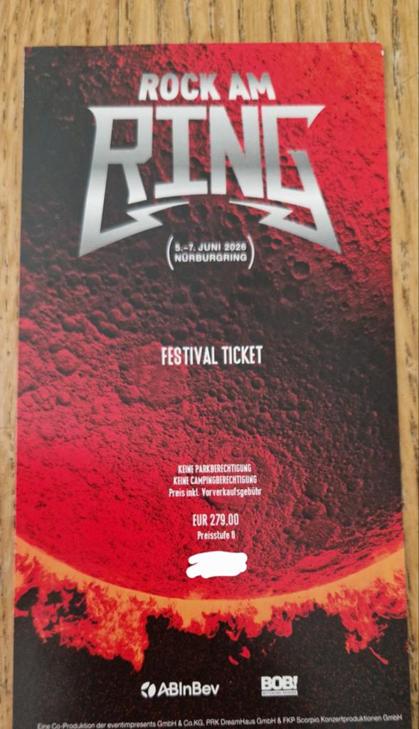 Rock am Ring 2026 Weekend Ticket, Tickets en Kaartjes, Eén persoon, Juni, Rock of Poprock