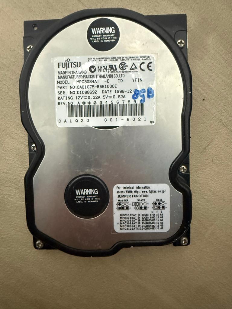 Fujitsu 8GB IDE Harde Schijf (MPC3084AT), Intern, Gebruikt, HDD, Ophalen of Verzenden