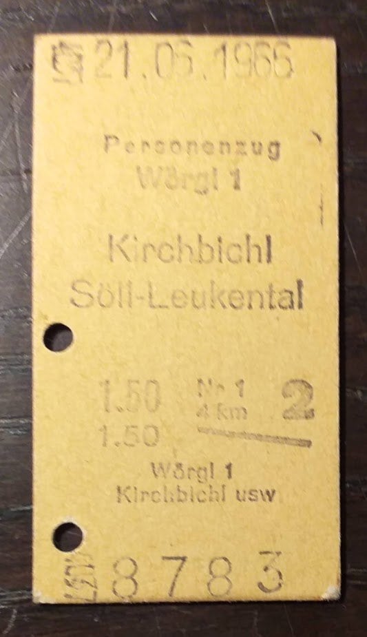 Oostenrijks treinkaartje Wörgel 1966 [4737]  [VeVeSp], Verzamelen, Spoorwegen en Tramwegen, Ophalen of Verzenden, Zo goed als nieuw