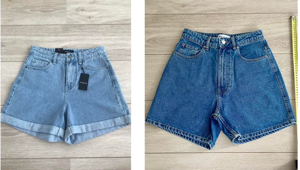 Pieces Zara Mom jeans denim spijker shorts korte broekje, Ophalen, Kort, Blauw, Nieuw